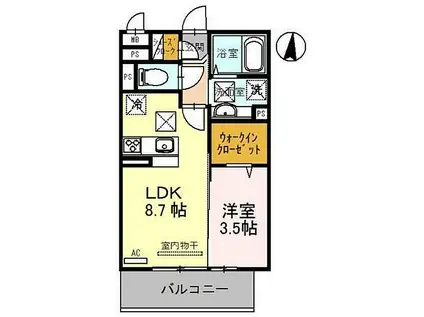 サンライズ湊II(1LDK/1階)の間取り写真