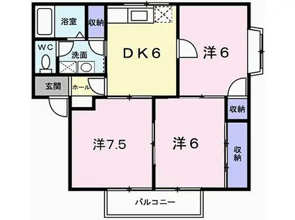 JR山陽本線 東姫路駅 徒歩9分 2階建 築29年(3DK/1階)の間取り写真