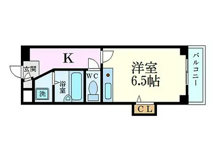 山陽電鉄本線 山陽姫路駅 徒歩15分 5階建 築33年(1K/4階)の間取り写真