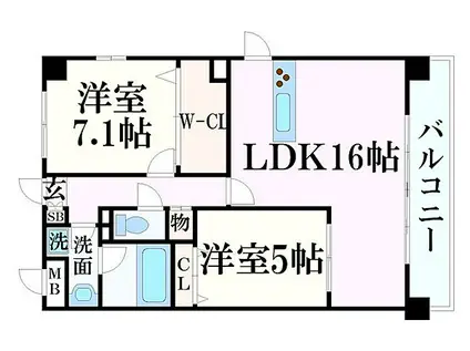山陽電鉄網干線 西飾磨駅 徒歩14分 6階建 築4年(2LDK/3階)の間取り写真