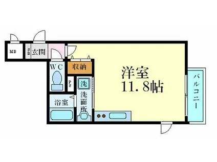 JR山陽本線 姫路駅 徒歩15分 5階建 築11年(ワンルーム/2階)の間取り写真
