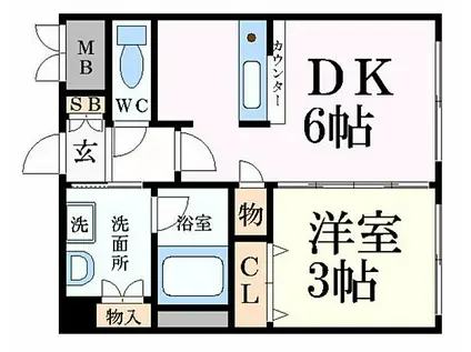 山陽電鉄本線 山陽姫路駅 徒歩3分 6階建 築19年(1DK/2階)の間取り写真