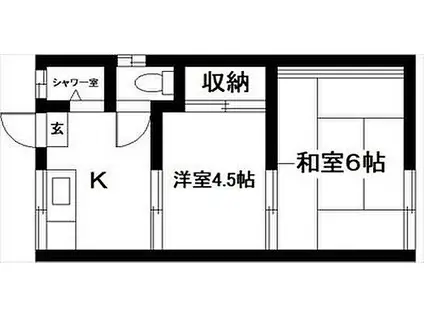 JR姫新線 播磨高岡駅 徒歩36分 2階建 築53年(2K/1階)の間取り写真