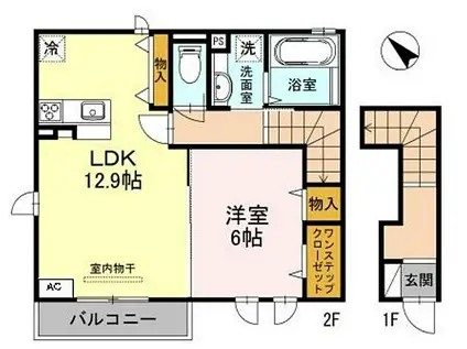 JR山陽本線 英賀保駅 徒歩18分 2階建 築8年(1LDK/2階)の間取り写真