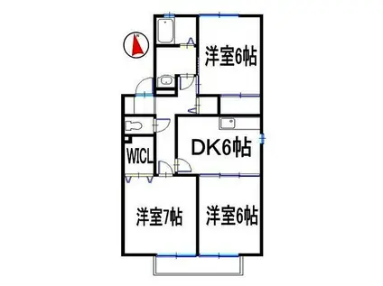 JR山陽本線 ひめじ別所駅 徒歩5分 2階建 築20年(3DK/2階)の間取り写真