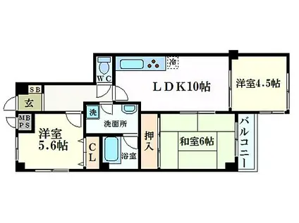 山陽電鉄本線 白浜の宮駅 徒歩9分 4階建 築30年(3LDK/1階)の間取り写真