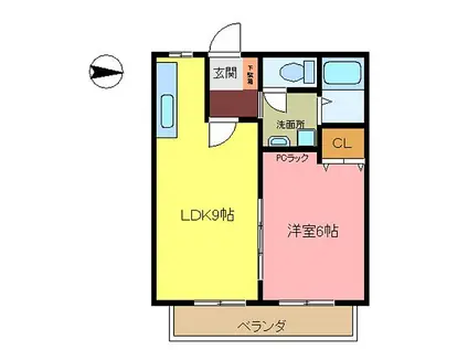 JR播但線 香呂駅 徒歩4分 2階建 築37年(1LDK/1階)の間取り写真