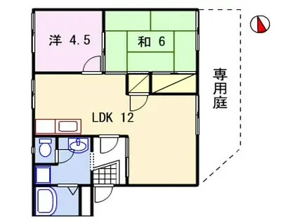 山陽電鉄本線 亀山駅(兵庫) 徒歩14分 2階建 築36年(2LDK/1階)の間取り写真