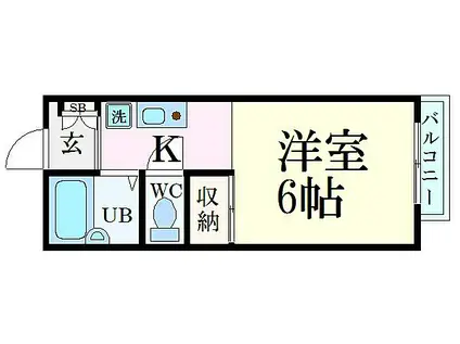 JR山陽本線 英賀保駅 徒歩7分 2階建 築29年(ワンルーム/2階)の間取り写真