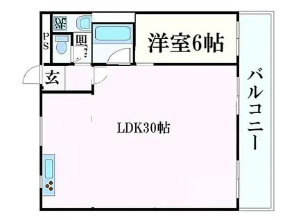 JR播但線 京口駅 徒歩7分 5階建 築44年(1LDK/3階)の間取り写真