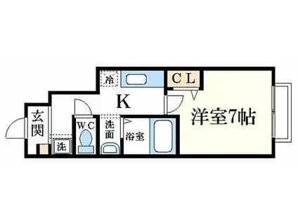 山陽電鉄本線 亀山駅(兵庫) 徒歩20分 2階建 築16年(ワンルーム/1階)の間取り写真