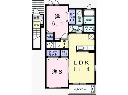 山陽電鉄網干線 山陽網干駅 徒歩27分 2階建 築11年(2LDK/2階)の間取り写真