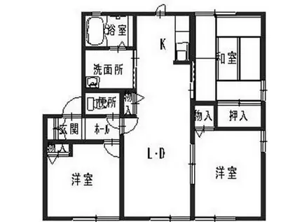 山陽電鉄本線 亀山駅(兵庫) 徒歩18分 2階建 築26年(3LDK/1階)の間取り写真