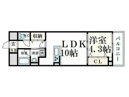 JR山陽本線 姫路駅 徒歩8分 10階建 築9年(1LDK/10階)の間取り写真