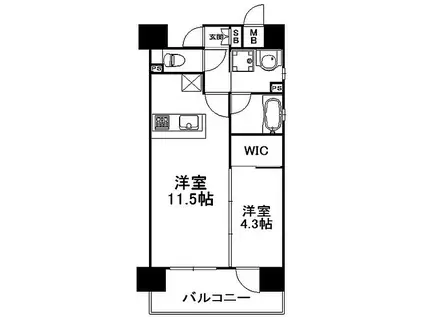 アソシアグロッツォ・タイムズスイート博多(1LDK/6階)の間取り写真