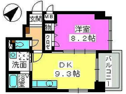 コンフォール博多駅南(1LDK/6階)の間取り写真