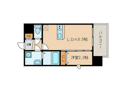 アスシード大手門(1LDK/2階)の間取り写真