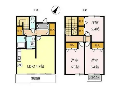 LAGRANCIEUXワゾー(3LDK/1階)の間取り写真