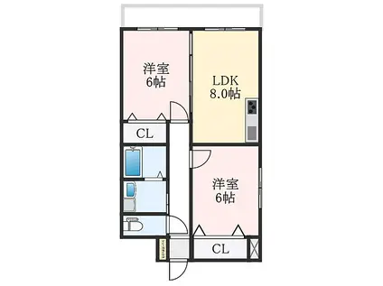 ヴェルドミール府中(2LDK/2階)の間取り写真