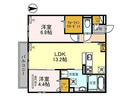 ラ・ベル・メール鳳(2LDK/2階)の間取り写真
