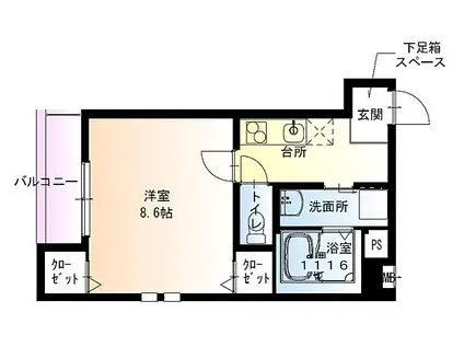 フジパレス堺石津川ノース(1K/1階)の間取り写真