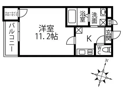 JR阪和線 北信太駅 徒歩3分 3階建 築5年(1K/2階)の間取り写真