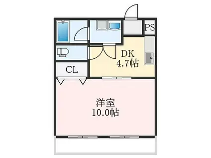 JR阪和線 信太山駅 徒歩12分 2階建 築18年(1DK/1階)の間取り写真