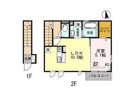 グレイスコート浜寺(1LDK/2階)の間取り写真