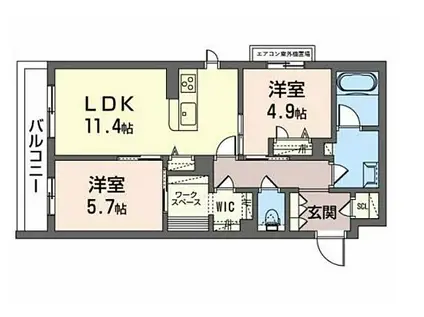 TOMENTOSA IZUMIOTSU(2LDK/3階)の間取り写真