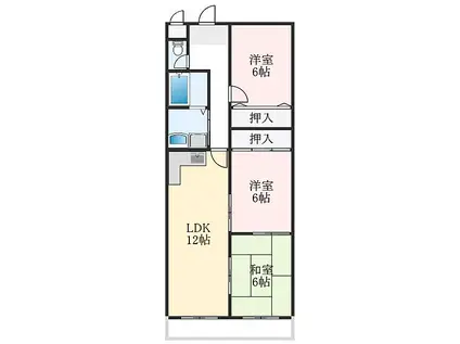 HIGASHIOマンション(3LDK/3階)の間取り写真