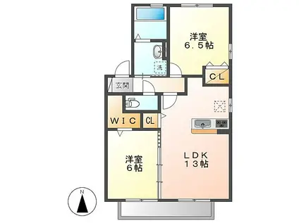 アセーボII棟(2LDK/1階)の間取り写真