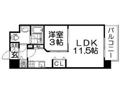 ロッカベラアパートメント(1LDK/9階)の間取り写真