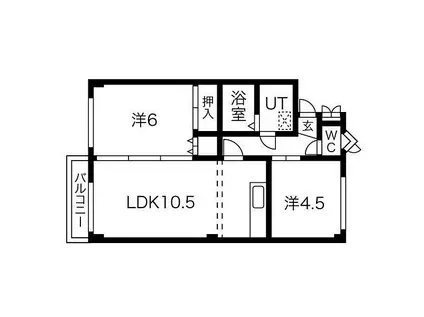 札幌市電2系統 石山通駅 徒歩31分 4階建 築31年(2LDK/3階)の間取り写真