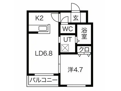 カハラ澄川(1LDK/2階)の間取り写真