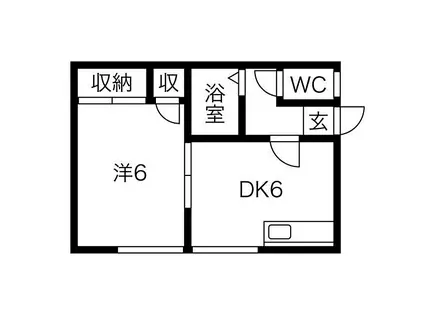 札幌市営南北線 真駒内駅 徒歩83分 2階建 築41年(1DK/2階)の間取り写真