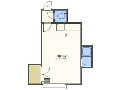 札幌市営南北線 自衛隊前駅 徒歩5分 3階建 築36年(ワンルーム/2階)の間取り写真