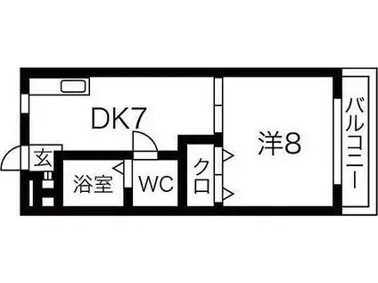 千里山西コーポ第1ビル(1DK/2階)の間取り写真