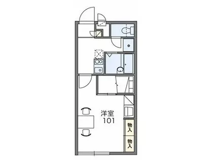 レオパレスパーシモン 辻子(1K/1階)の間取り写真