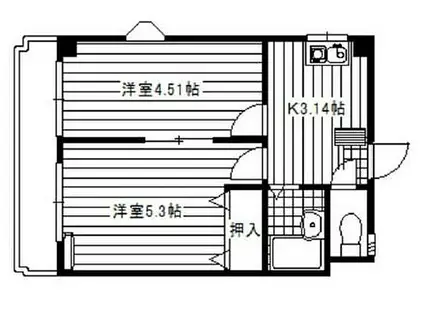 エンジェリ津之江(2K/4階)の間取り写真