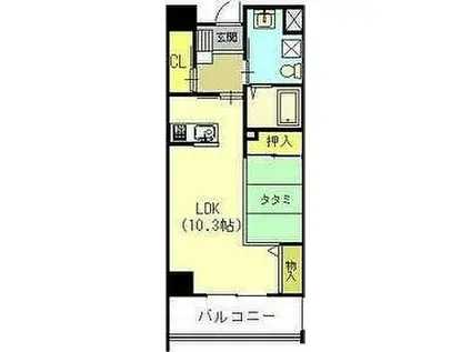 ロハス江坂(1DK/2階)の間取り写真