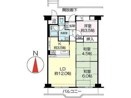 白川高層4号棟(3LDK/10階)の間取り写真