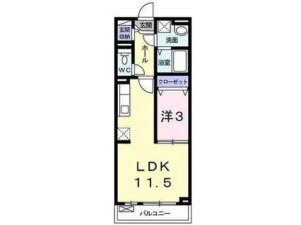 カームリー トスィーム(1LDK/2階)の間取り写真