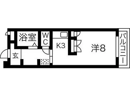 ビーバ江坂(ワンルーム/2階)の間取り写真