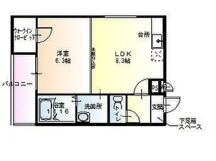 くすのきアパートメントII(1LDK/1階)の間取り写真