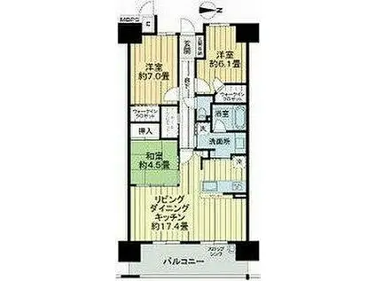 ミリカ・ヒルズ 一街区(3LDK/10階)の間取り写真