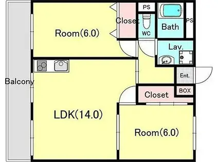 メゾンソレイユ(2LDK/2階)の間取り写真