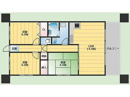 フクスイ(3LDK/3階)の間取り写真