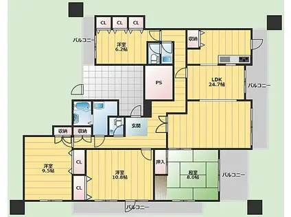 セントポリア箕面(4LDK/6階)の間取り写真