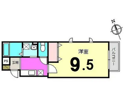メゾンドール・NISHIHUNA(1K/1階)の間取り写真