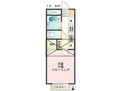 京王線 府中駅(東京) 徒歩7分 2階建 築27年(1K/2階)の間取り写真